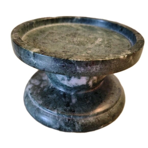 Candle Pedestal Solid Jade Holder Green 3.94" EC - Picture 2 of 6